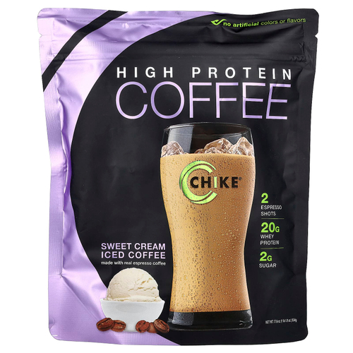 Chike Nutrition, Холодный кофе с высоким содержанием протеина, сладкие сливки, 504 г (17,8 унции)