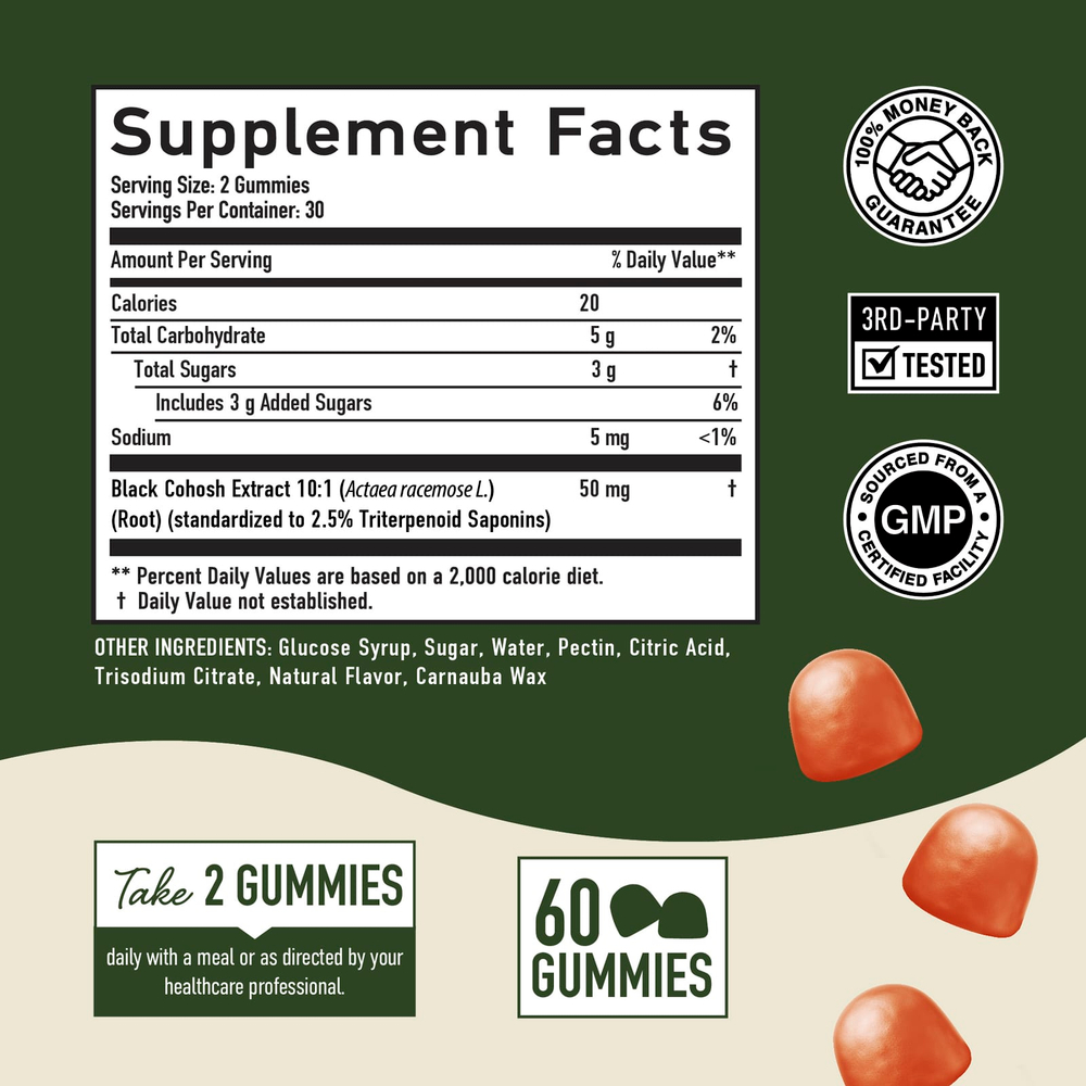 SMNutrition, Жевательные мармеладки из корня клопогона, сладкий персик, 60 жевательных таблеток