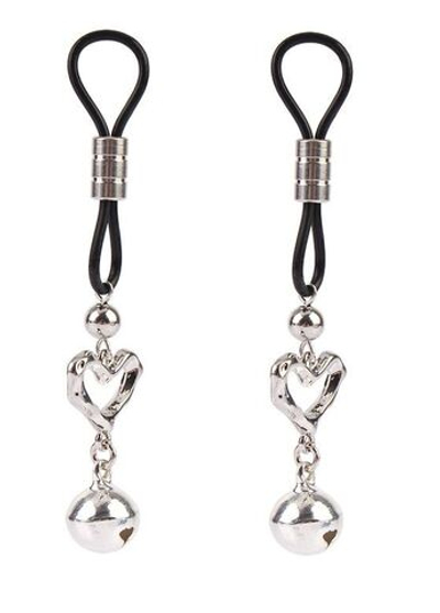 Серебристые зажимы на соски с сердечками (Цвет: серебристый)