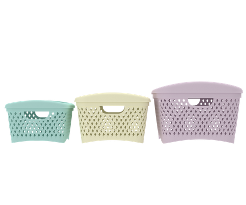 Набор корзинок Ромбики АльтПласт с крышками (3шт)