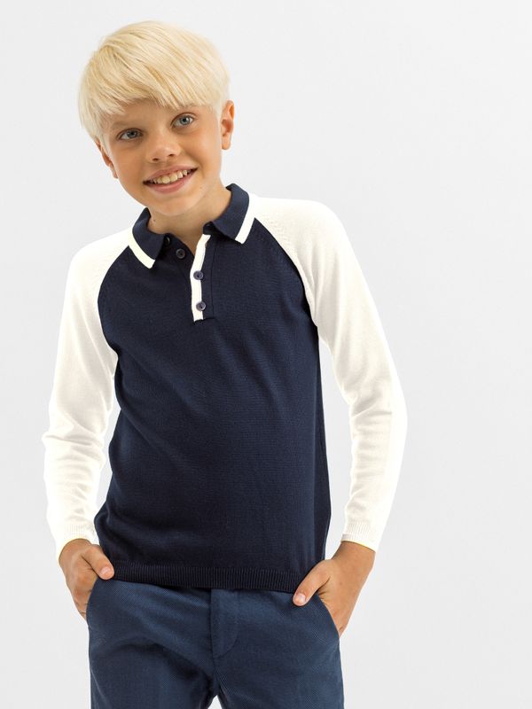 Джемпер поло для мальчика 497-1 синий-молочный