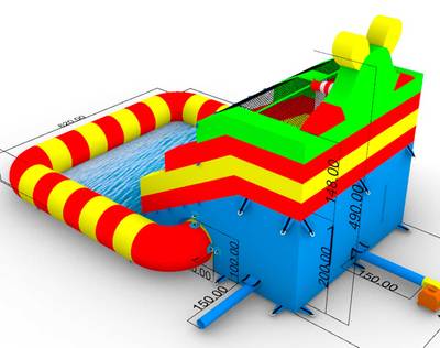 Надувная водная горка с бассейном «Аквамонстро мини» 4*4*4 м