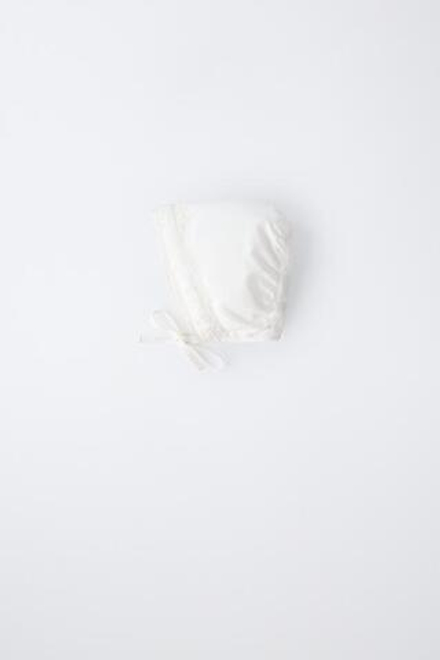 ZARA ЧЕПЧИК С КРУЖЕВОМ, БЕЛЫЙ