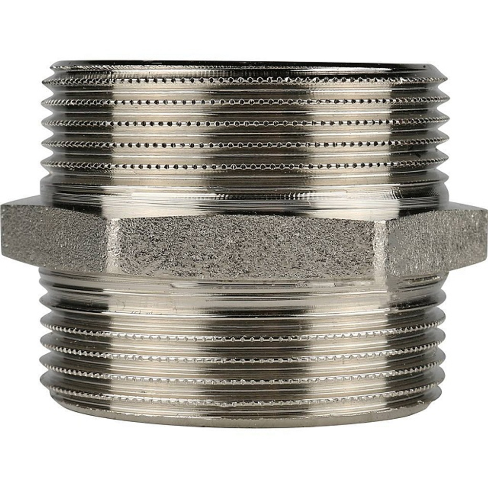 Ниппель STOUT SFT 0004 - 1"1/2 (для стальных труб, латунь никелированная)