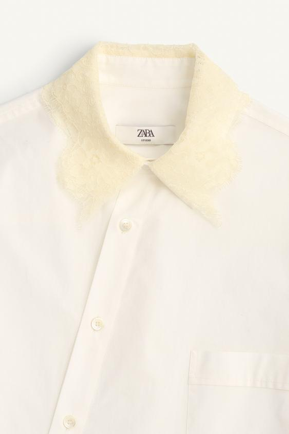 РУБАШКА ИЗ ПОПЛИНА С КРУЖЕВНЫМ ВОРОТНИКОМ, ОГРАНИЧЕННАЯ СЕРИЯ - ZARA