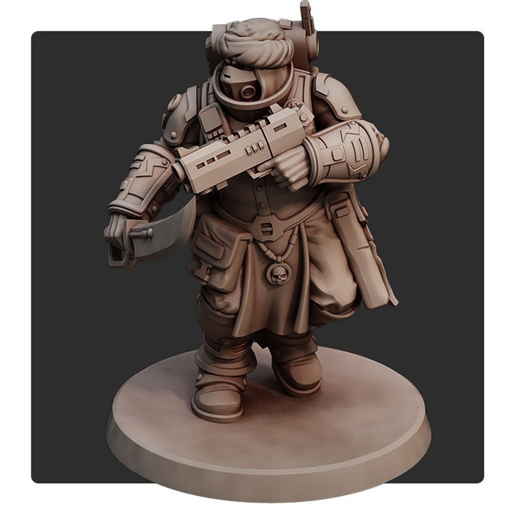 Astra Militarum Tallarn Desert Raiders Талларнский Сержант с автопистолетоим миниатюра для AOS,Waha, Настольная игра, НРИ, Варгейм, РПГ