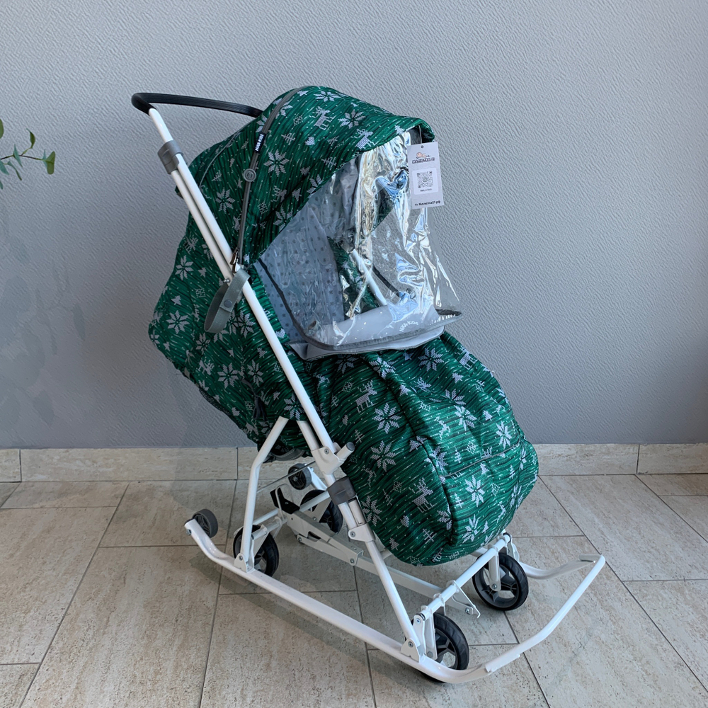 Коляска комбинированная (санки - коляска) «Наши детки 3-1К» зеленая (арт.  НДТ3-1К/6)