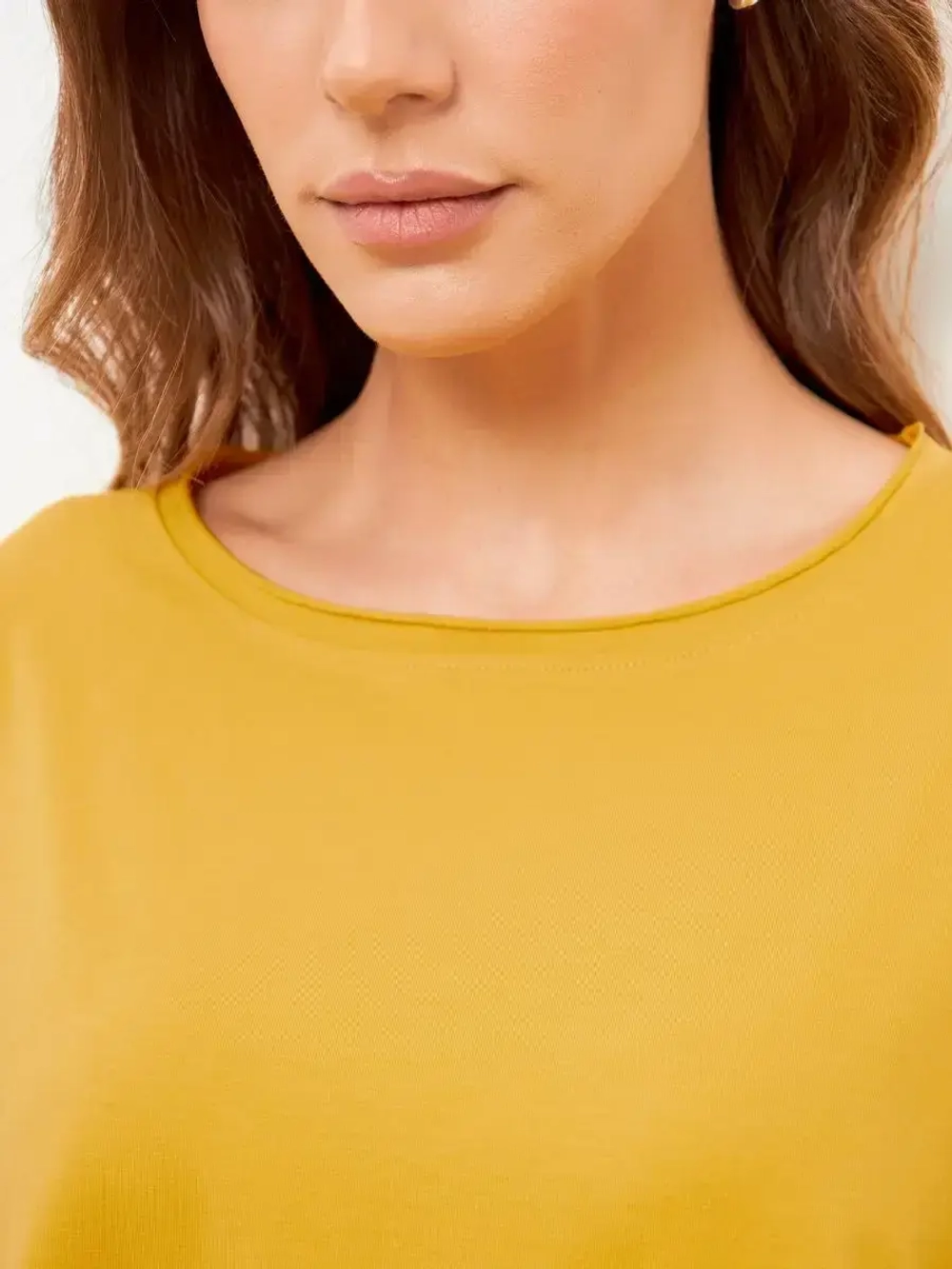 Лонгслив оверсайз с рукавом 3/4 желтый