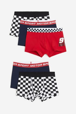 H&M Набор из пяти трусов-боксеров с принтом, черный