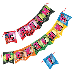 Вымпел-гирлянда "С Днём Рождения: Леди Баг и Супер кот" 300 см