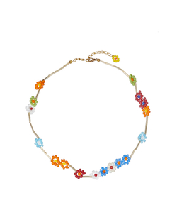 Колье-бисер трубки, яркие цветы