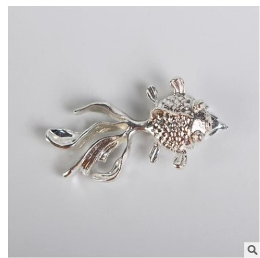 243059 Фигурка прищепка "Серебряная рыбка" металл