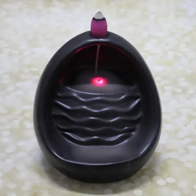 Подставка под стелющиеся благовония «Стеновой водопад» цвет коричневый 11*10*11,5см с подсветкой