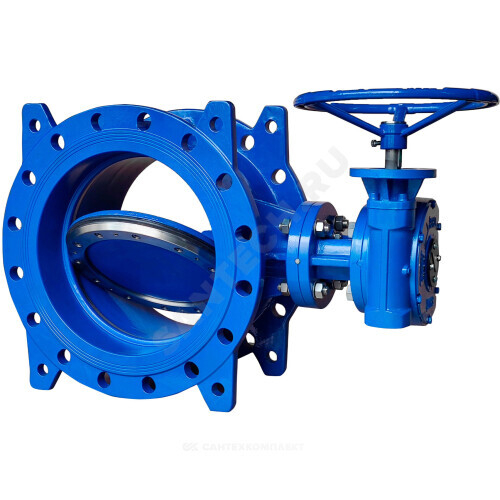 Затвор дисковый поворотный чугун Ду 600 Ру10/16 фл с редуктором диск чугун манжета EPDM с двойным эксцентриситетом Benarmo
