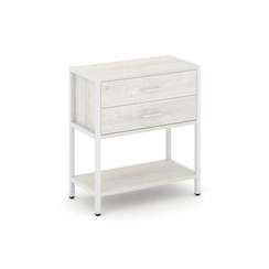 Shelf System Односекционный стеллаж двухярусный с ящиками SN.STM-212 Дуб Наварра/Металл Белый 810*40