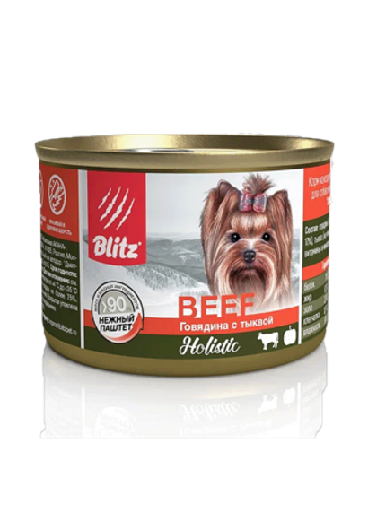 Влажный корм консервы для собак Blitz Holistic Small Breed Beef with Pumpkin Говядина с Индейкой 24 шт по 200 г