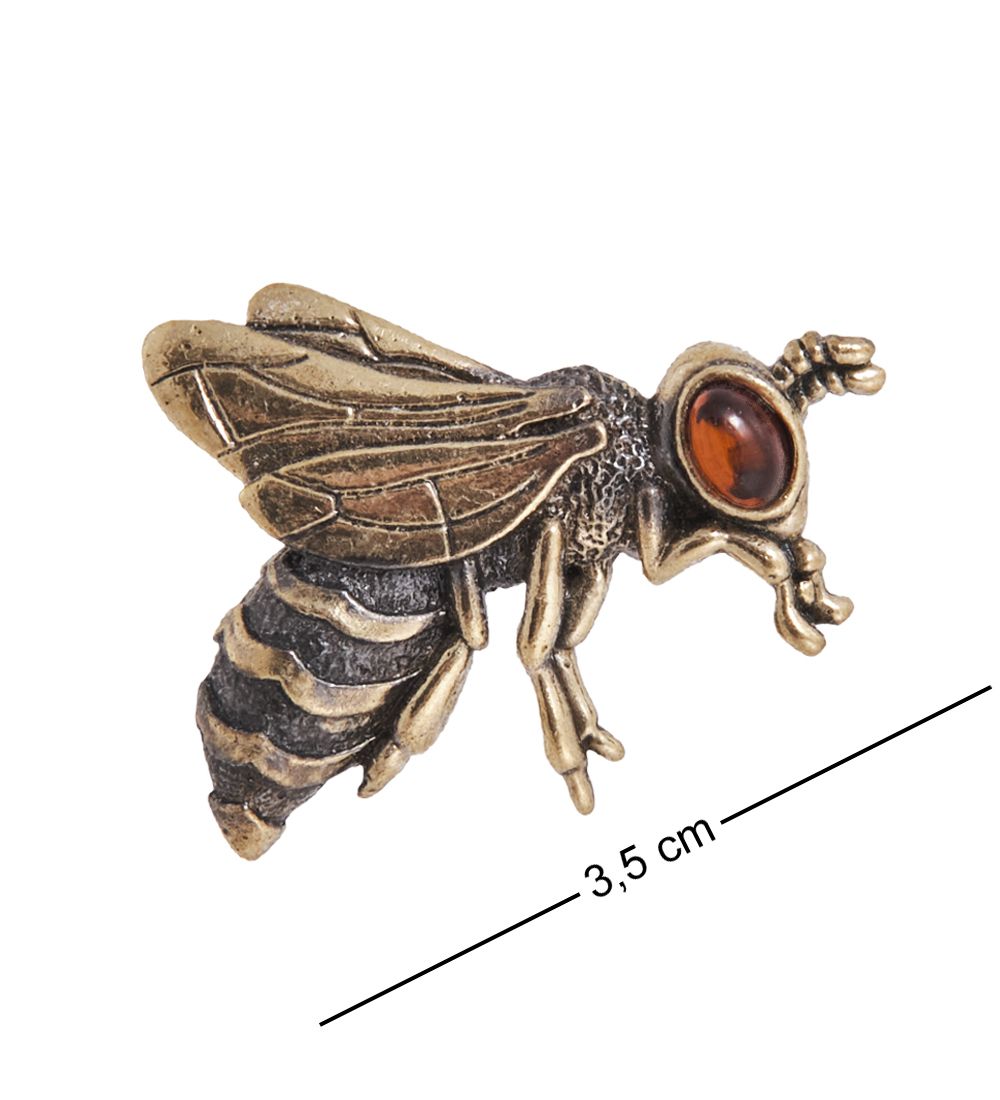 AM-4067 Брошь «Оса» (латунь, янтарь)