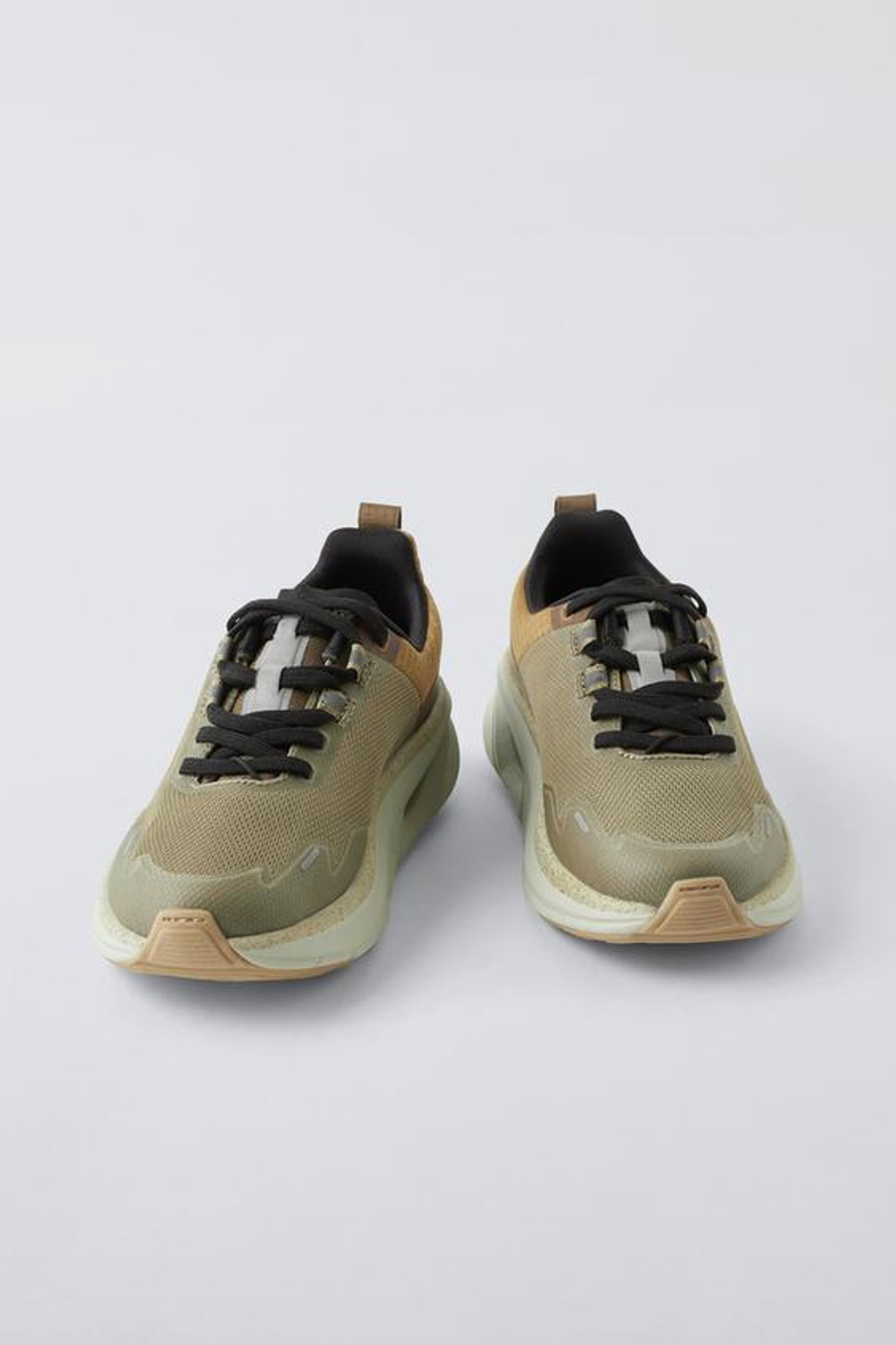 ZARA КРОССОВКИ С ДЕТАЛЯМИ НА ПОДОШВЕ, ЗЕЛЕНЫЙ ХАКИ