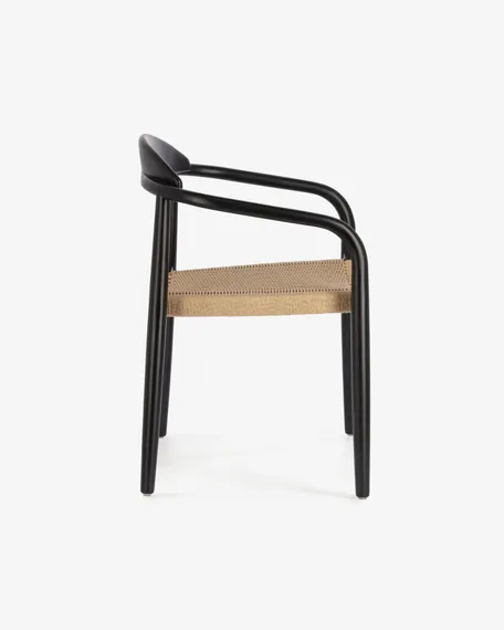 Стул Glynis черный с натуральным сиденьем | La Forma | Испания | Купить в Hallberg.ru