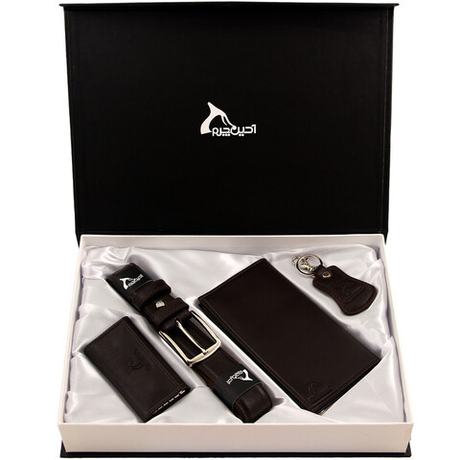 Мужской подарочный набор кошелек, ремень и ключница Barez Leather натуральная кожа Иран DS18+G1 233