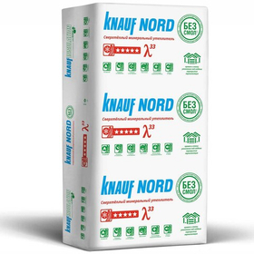 Теплоизоляция ТеплоКнауф Nord 33 1250х600х50 мм 12 шт (25 кг/м3; 0,45 м3; 9 м2)