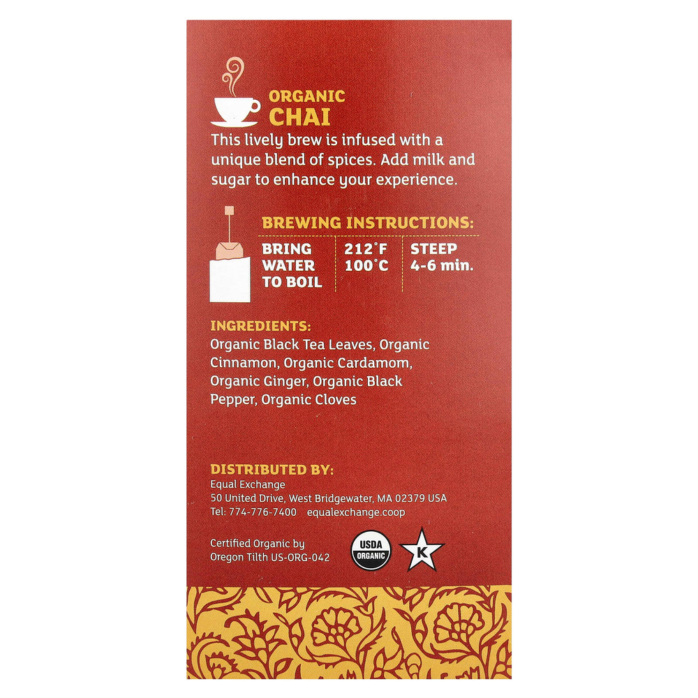 Equal Exchange, органический черный чай, 20 чайных пакетиков, 40 г (1,41 унции)