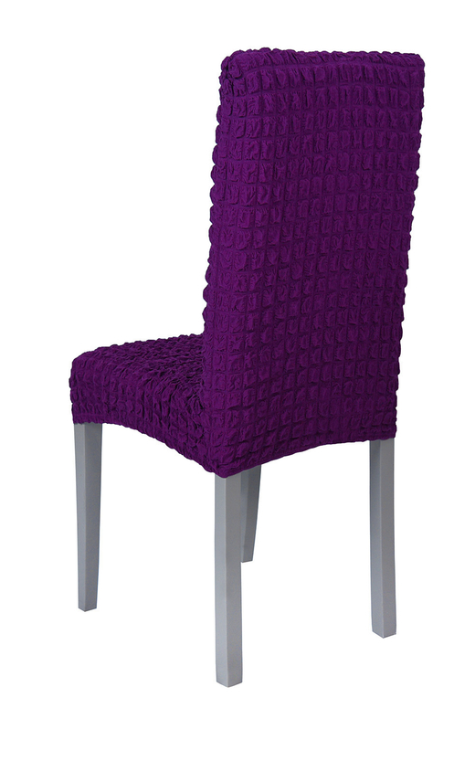Чехол на стул без оборки со спинкой, цвет Фиолетовый, Набор 4 шт.