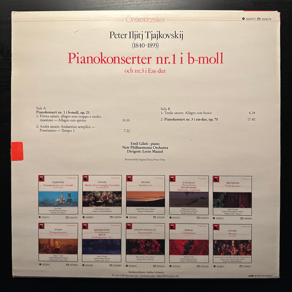 Чайковский - Концерты для фортепиано с оркестром № 1, № 3 (Швеция 1986г)