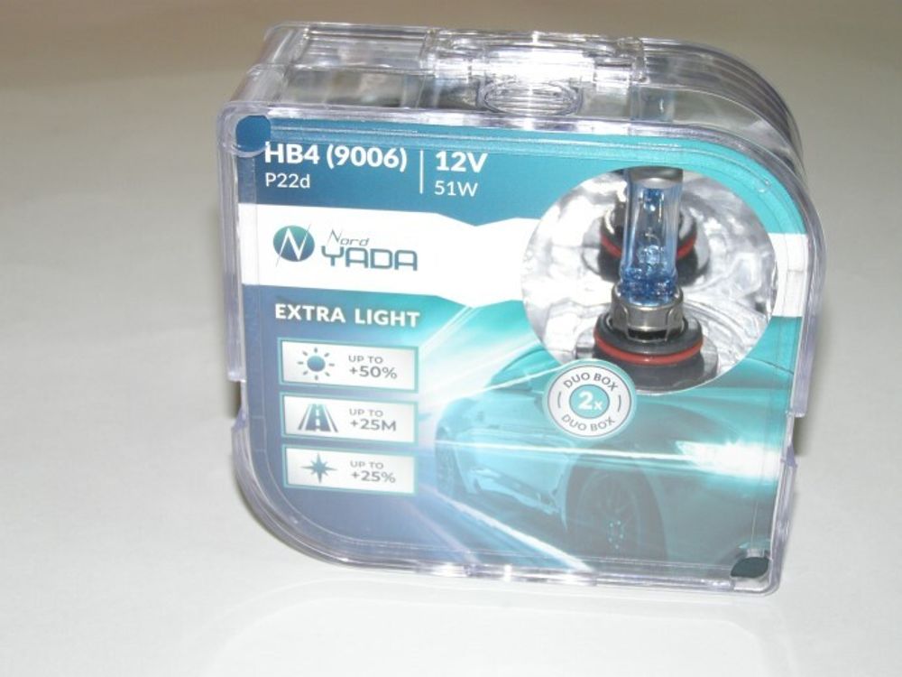 Лампа HB4 12V 65W P22d (9006) набор +50% EXTRA LIGHT (Nord Yada)