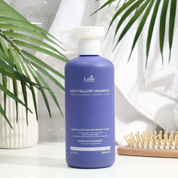Оттеночный шампунь для устранения желтизны на светлых волосах La'dor Anti Yellow Shampoo, 300мл с дозатором