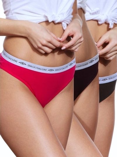 Набор из 3 разноцветных хлопковых трусиков-танга (Размер: M) (Цвет: разноцветный)