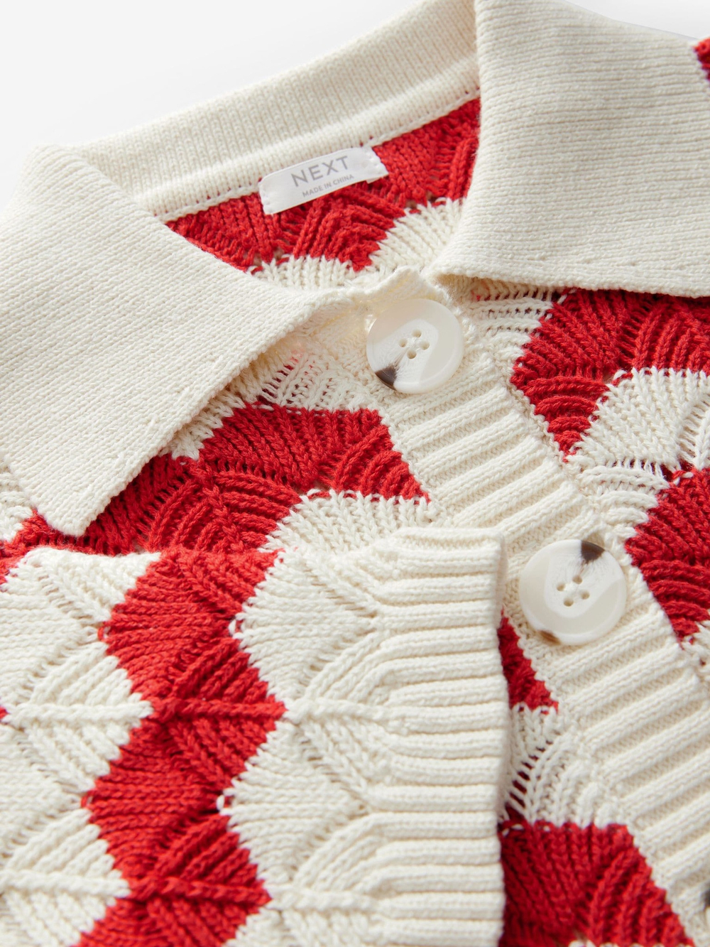 Кардиган вязаный для девочки Next E25-054, Белый, Красный