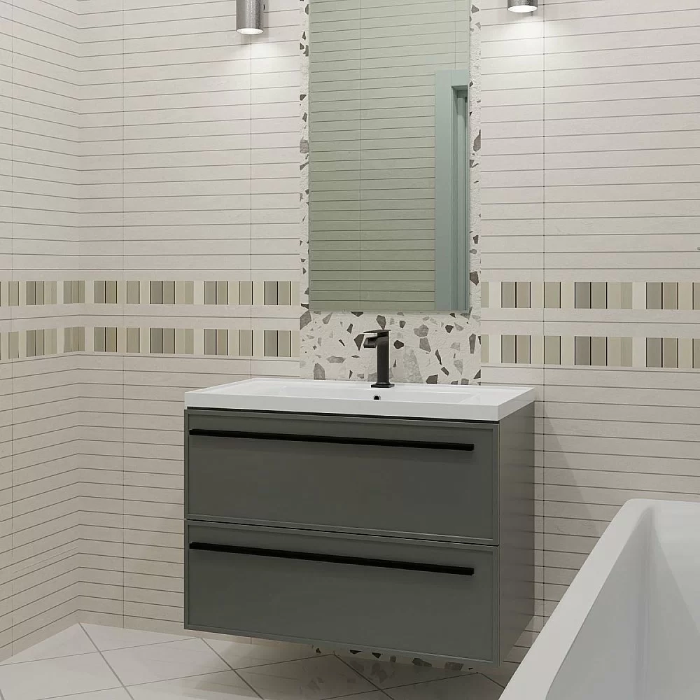 Тумба с раковиной LA FENICE Elba Grigio TWIN 100 серая