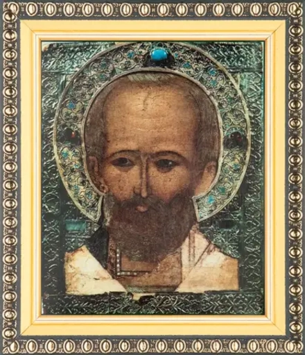 Икона "Николай Чудотворец" (оплеч., стар. образ) 10х12 в раме 13х15