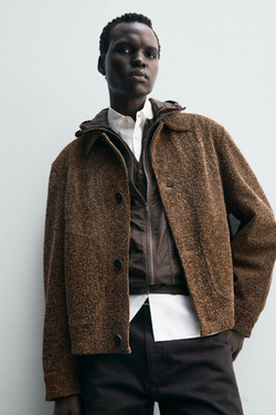 ZARA КУРТКА ИЗ ЩЕТИСТОЙ ЗАМШИ, ТЕРРАКОТОВЫЙ