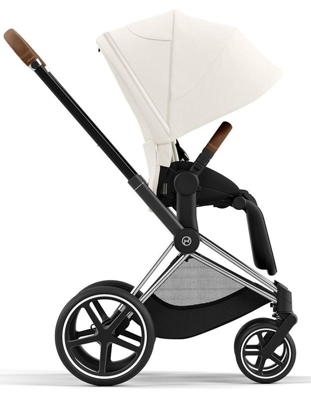 Коляска 3 в 1 Cybex Priam IV Chrome Brown complete и автокресло Aton S2 i-Size Ocean Blue Off White