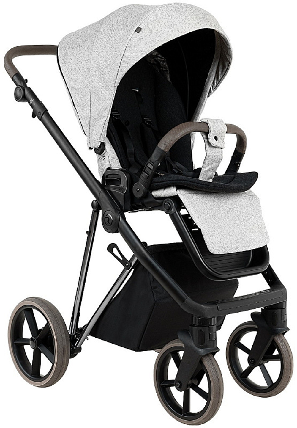 Детская коляска Roan Sol Vintage Luxury 2.0 2 в 1 PIX/50/L Pixel/Light/Black/руч.Cappuccino