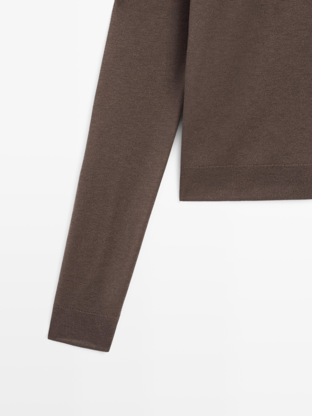 Massimo Dutti Вязаный свитер из смеси шелка и шерсти, коричневый