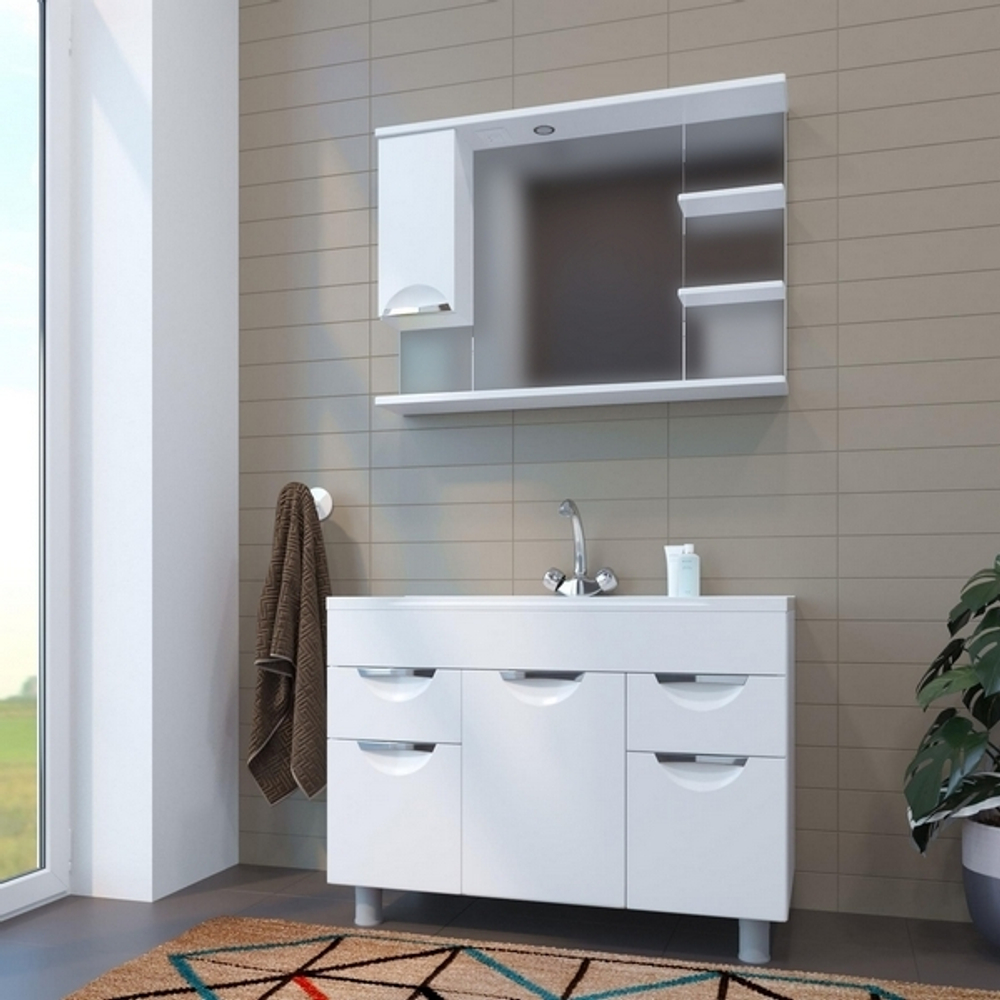 Зеркальный шкаф "ЭТЬЕН-100" левый с подсветкой (ПВХ)