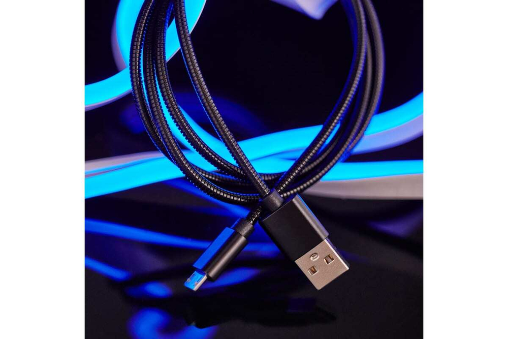 Кабель USB - micro USB REXANT черный металлическая оплетка 1 м 18-4241
