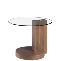 Журнальный столик Angel Cerda 2036, Ø60 см, стекло, орех
