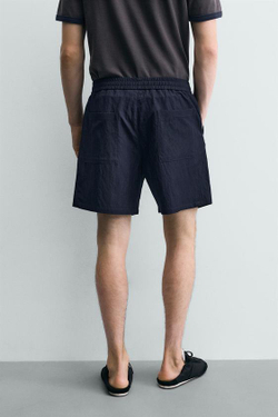 ZARA СТРУЯЩИЕСЯ ШОРТЫ RELAXED FIT, СИНИЙ