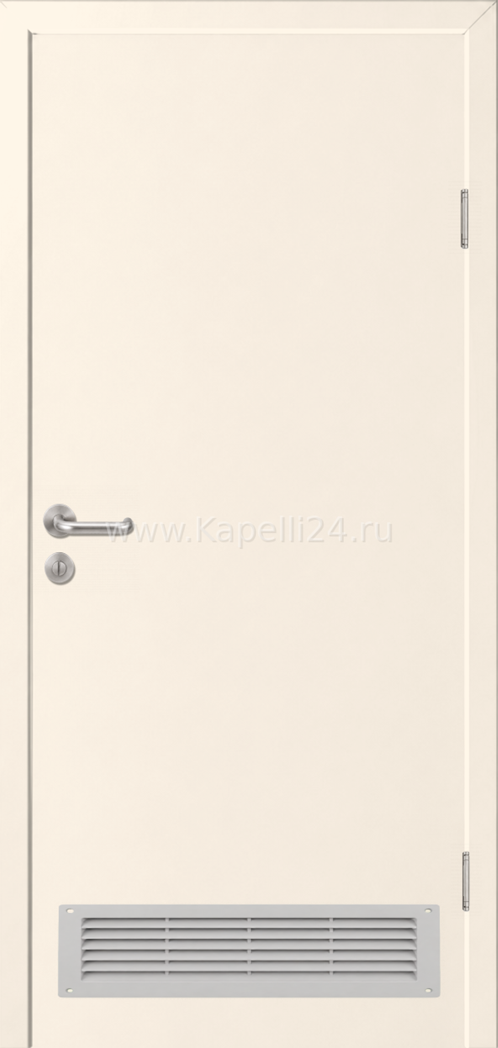 Влагостойкая Дверь Капель однопольная Кремовый RAL 9001 Вентиляционная решетка серая