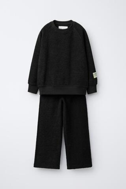 ZARA КОМПЛЕКТ ТОЛСТОВКА И БРЮКИ, ЧЕРНЫЙ