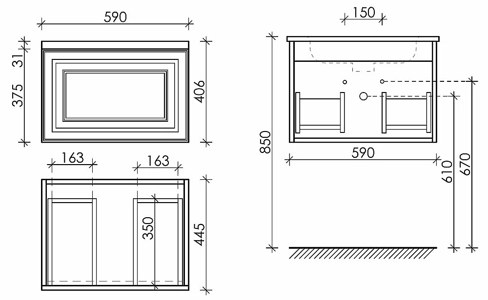 Тумба с раковиной Sancos Very VR60SM 60 Doha Soft