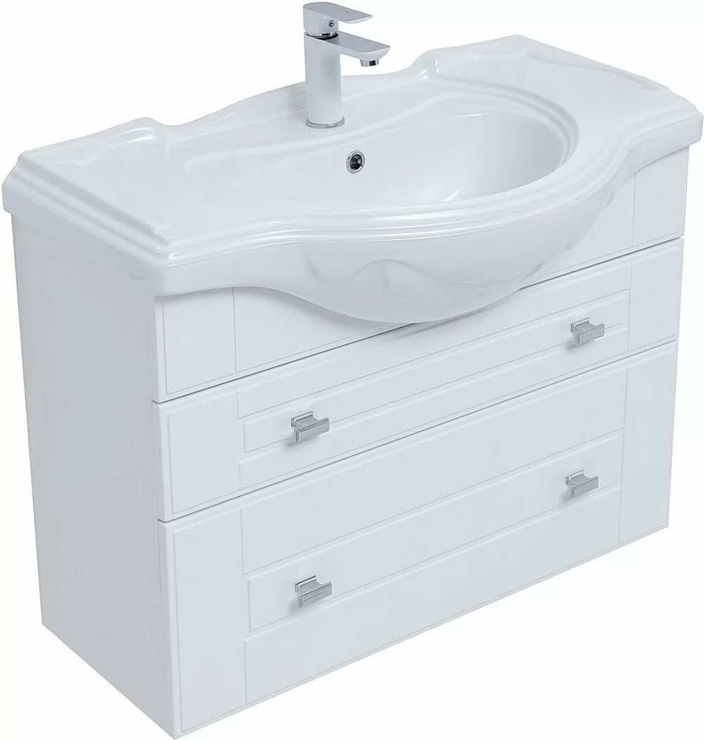 Тумба с раковиной Aquanet Рондо 304289 85 белый глянец