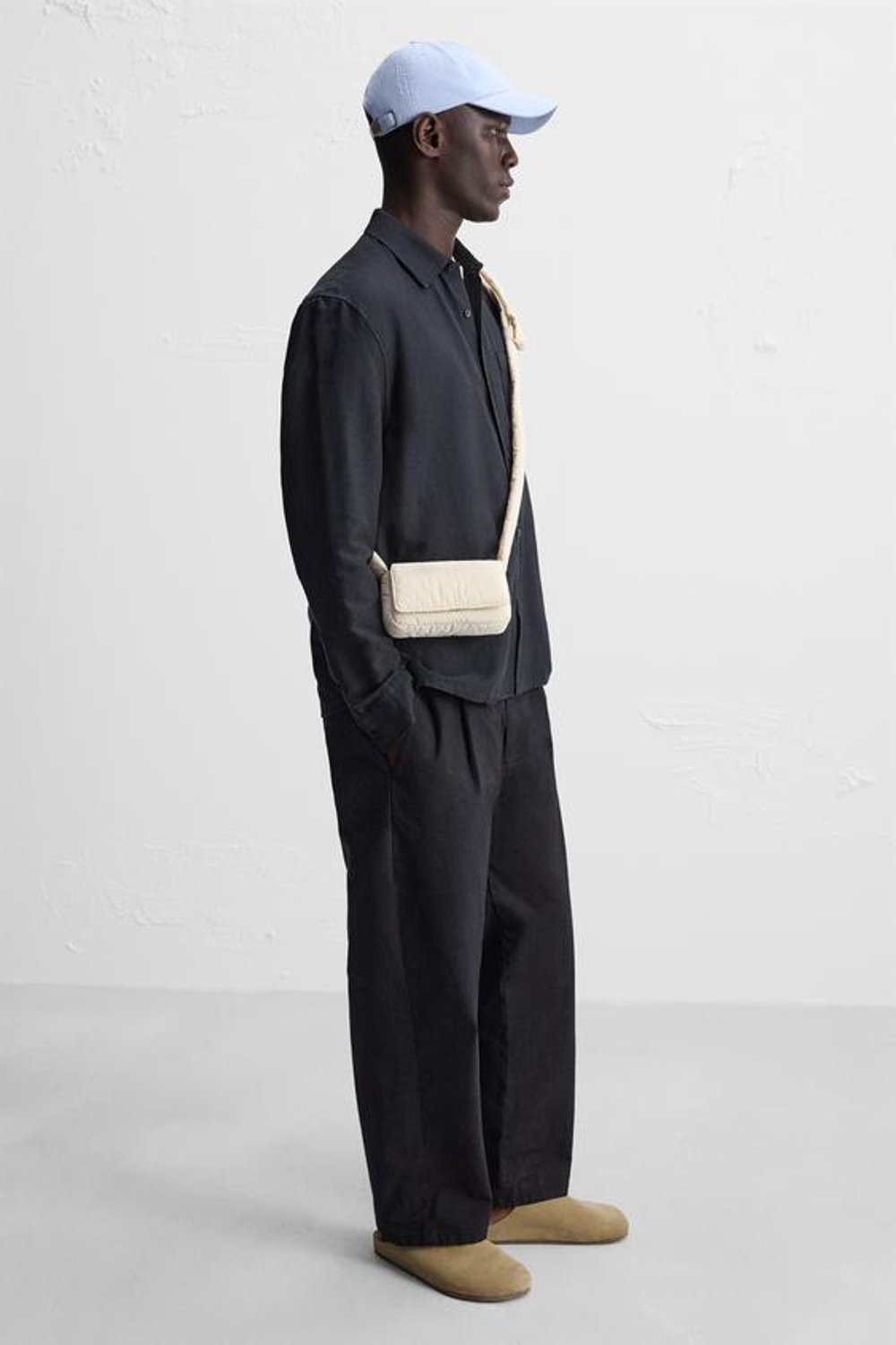 ZARA МИНИ-СУМКА С ПЛЕЧЕВЫМ РЕМНЕМ НЕЙЛОН, БЕЛЫЙ