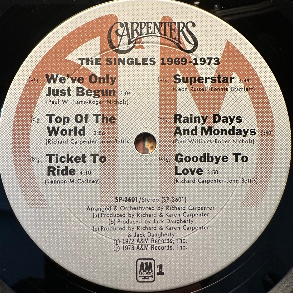 Carpenters ‎– The Singles 1969-1973 (США 1973г.)