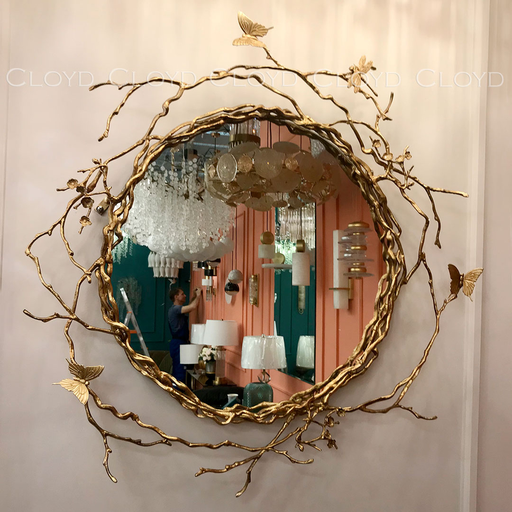 Зеркало Cloyd ZULU Mirror / Ø80 см - латунь (арт.50059)