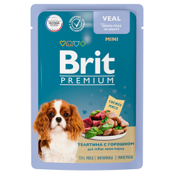 BRIT PREMIUM, Пауч телятина с зеленым горошком, 85 гр.